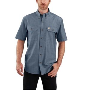Men's Carhartt Fort Loose Fit Short Sleeve Shirt | Denim Blue Chambray | Size XL